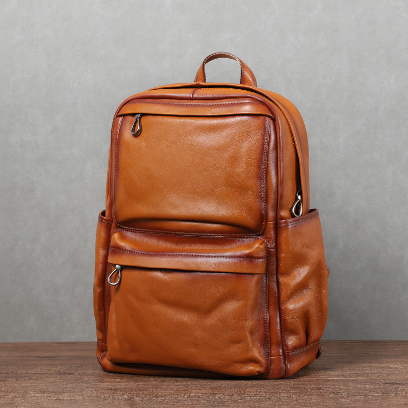 Leather Backpack Vintage - YETTIES Mochila de cuero curtido vegetal