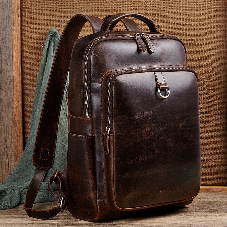 Leather Backpack Vintage - Mochila para Portátil de Cuero Encerado