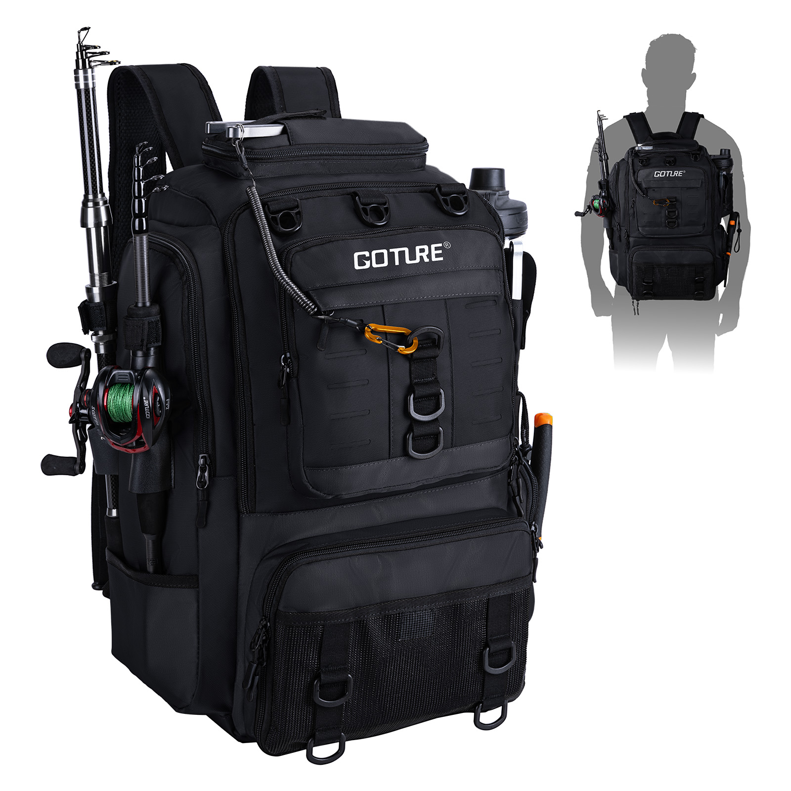 Backpack Insert Organizer - Bolsa de pesca Goture con soportes