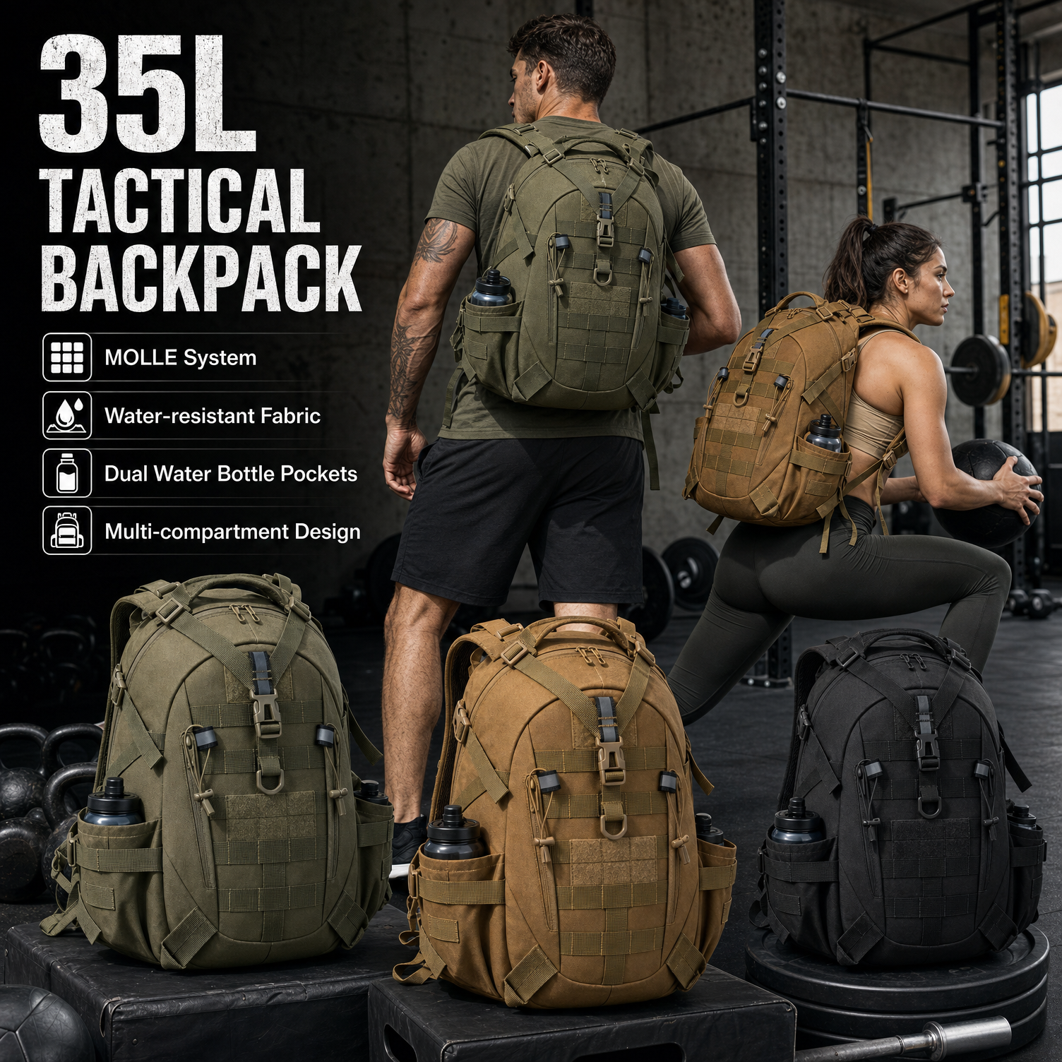 Rucksack Military Style - Mochila táctica de gimnasio de 35L