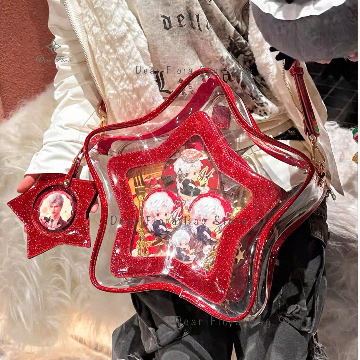 Mini Backpack Purse - Bolso Bandolera Y2K con Estrellas Brillantes,