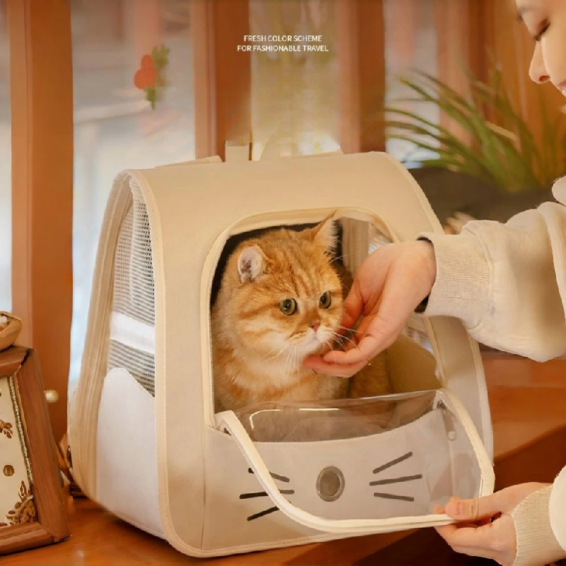 Foldable Backpack Small - Mochila transportadora para gatos, ventana transparente,