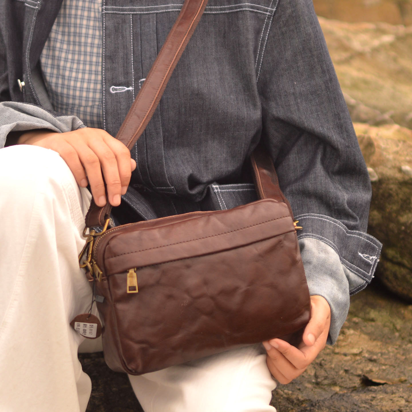Leather Backpack Vintage - AETOO Bolso cruzado vintage de nuevo