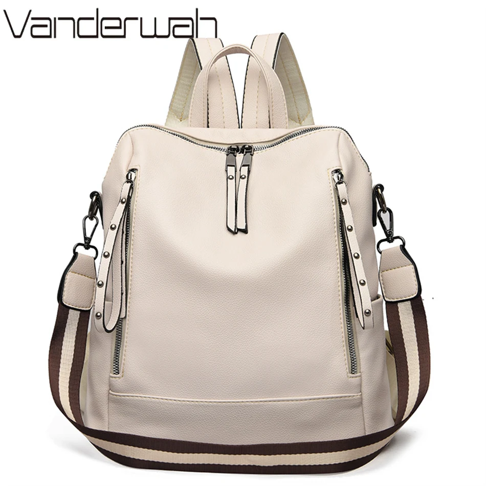 School Backpack Teen - Mochila De cuero suave para estudiantes