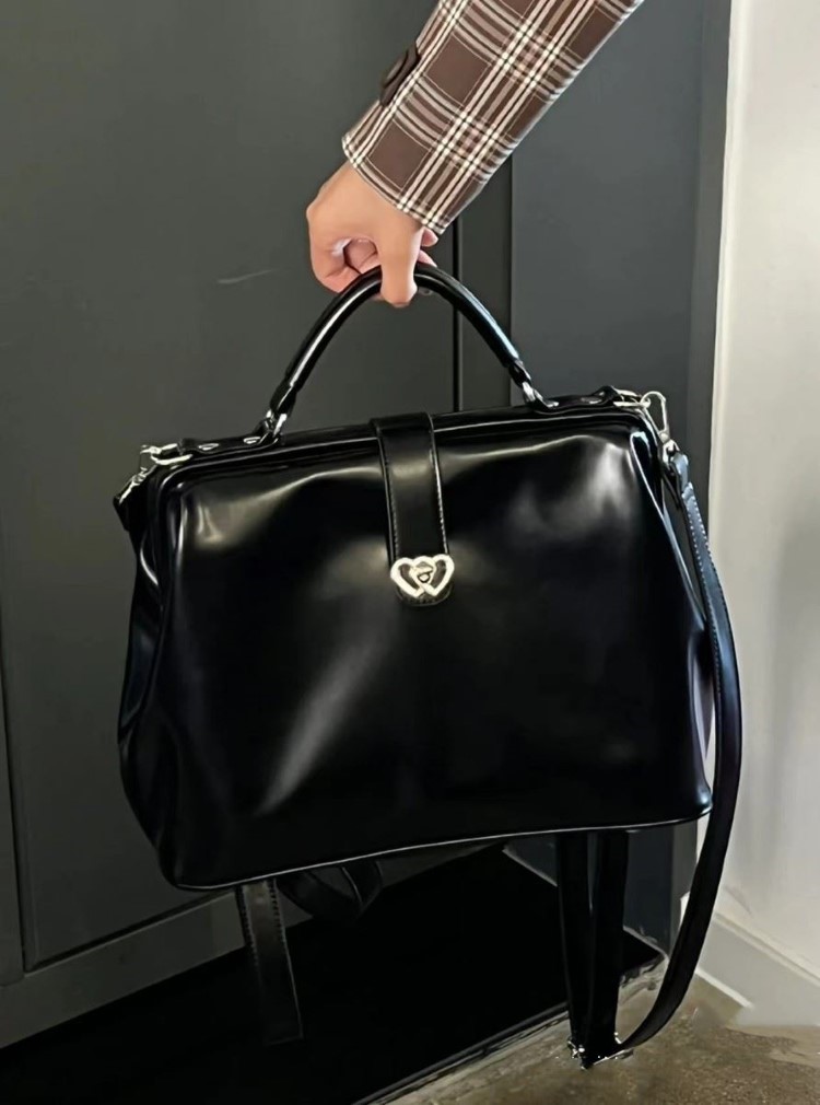 Leather Backpack Vintage - Mochila Vintage negra Y2k de piel