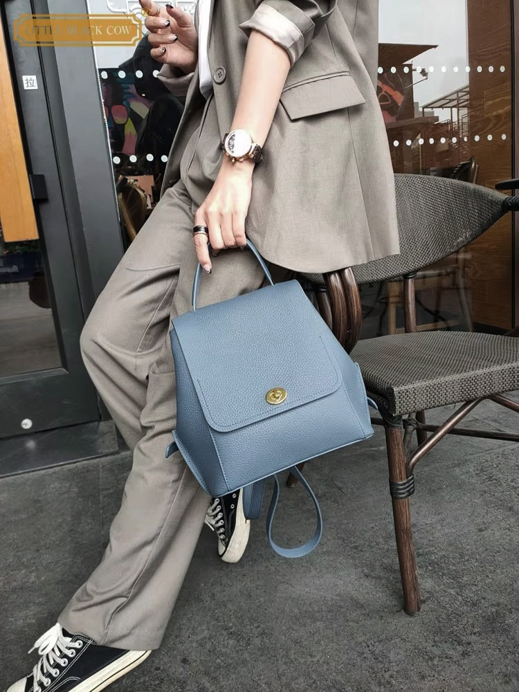 Leather Backpack Vintage - Mochila de cuero genuino para mujer,