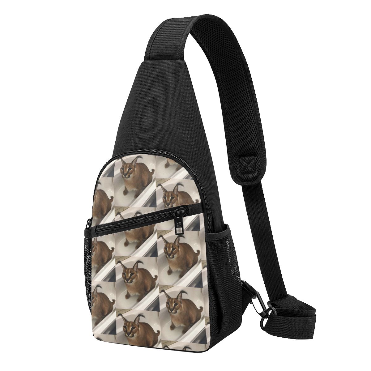 Sling Backpack Shoulder - Big Floppa Animal Cat Chest Bag
