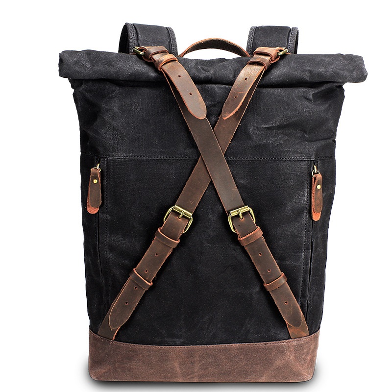 Leather Backpack Vintage - Mochilas de cuero de lona Retro