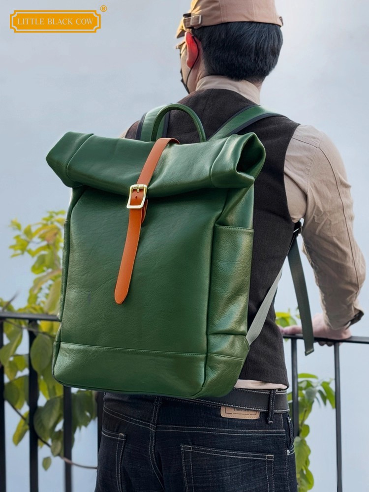 Mochila de Cuero Genuino para  - Leather Backpack Vintage reseña y precio