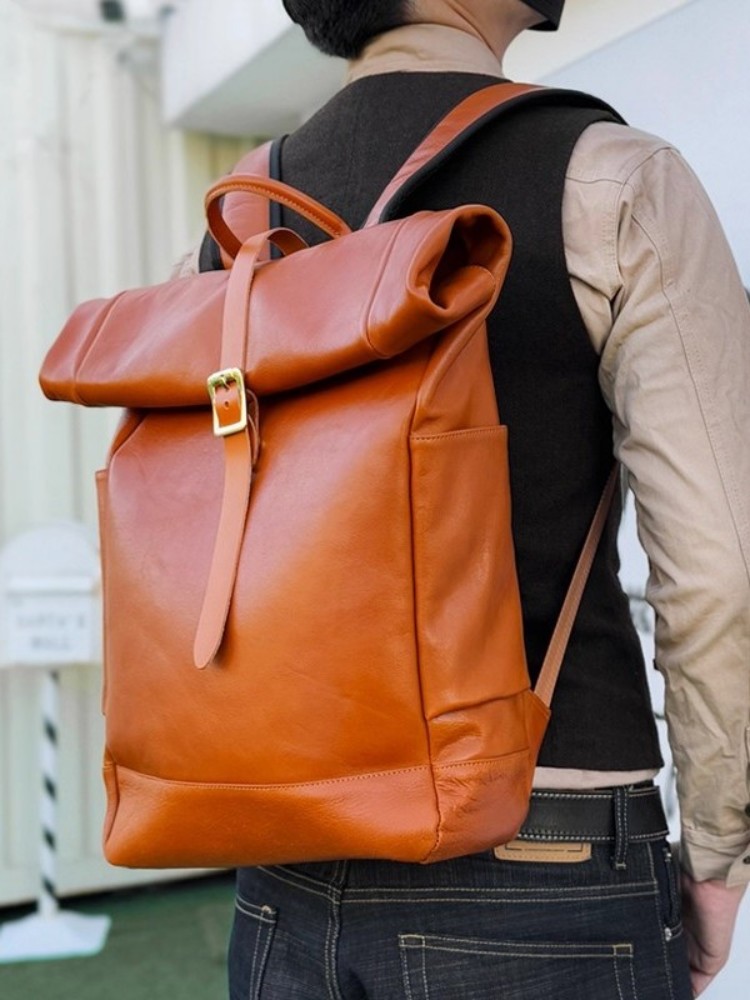 Mochila de Cuero Genuino para  - Leather Backpack Vintage reseña y precio