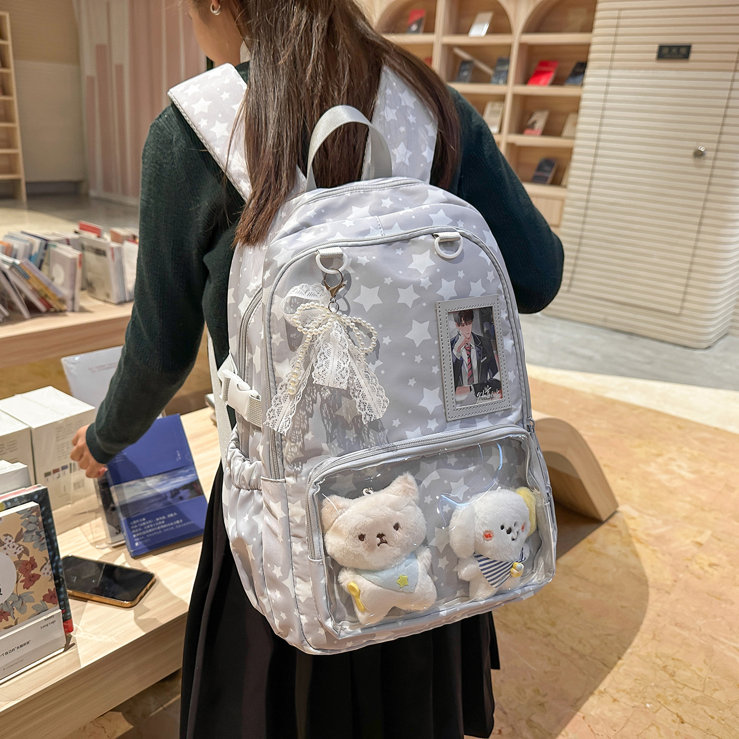 Mochila con estampado de estre - Canvas Backpack Casual reseña y precio