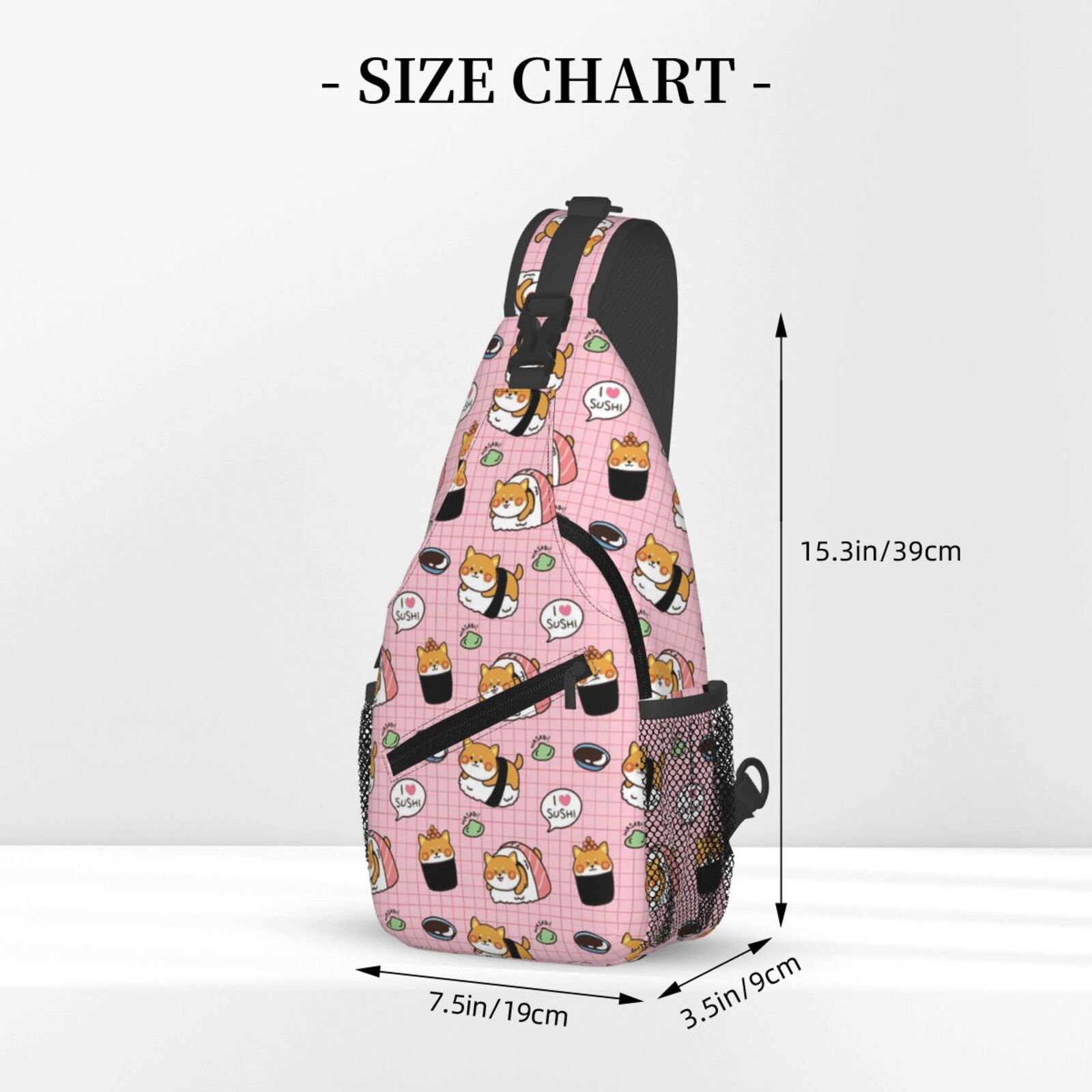 Lindo Shiba Inu Sushi patrón S - Sling Backpack Shoulder reseña y precio