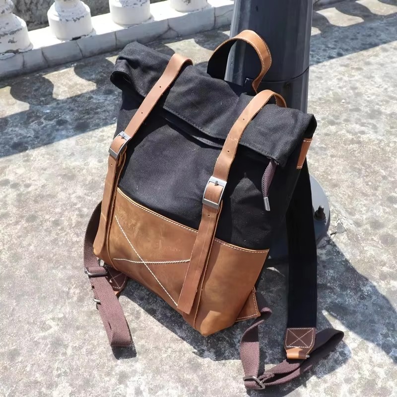 Mochila de lona encerada para  - Leather Backpack Vintage reseña y precio