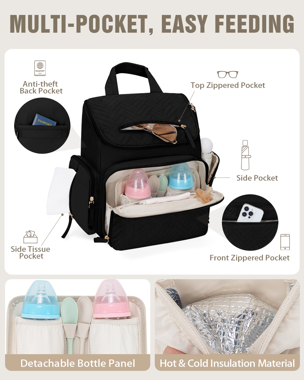 Mochila para pañales de bebé,  - Backpack Diaper Bag reseña y precio