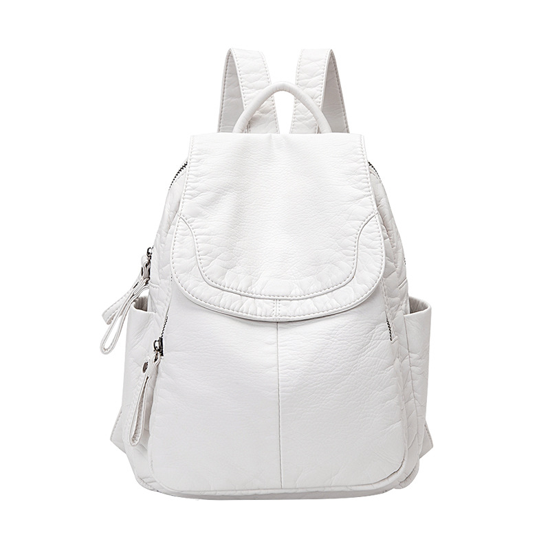 Mochila De Cuero lavado blanco - Fashion Backpack Women reseña y precio