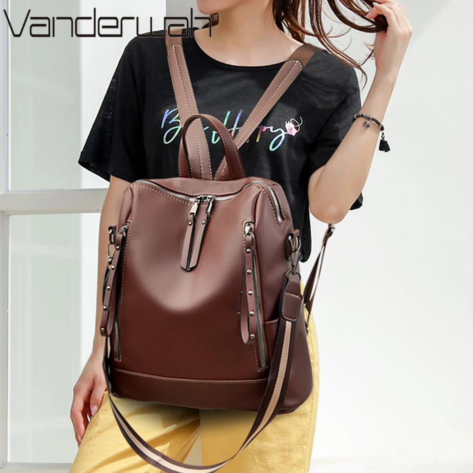 Mochila De cuero suave para es - School Backpack Teen reseña y precio