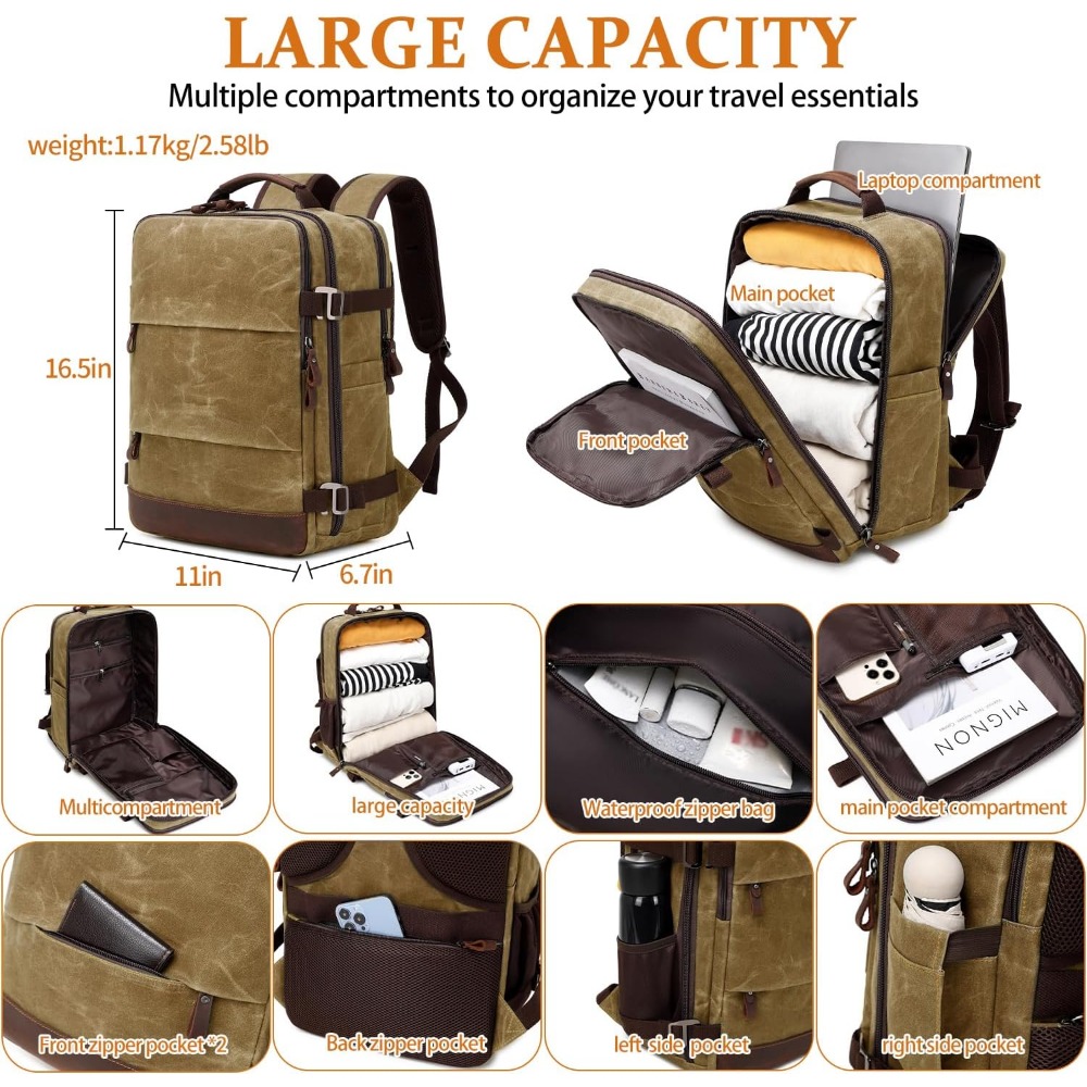 Mochila de Viaje para Hombre - - Canvas Backpack Casual reseña y precio