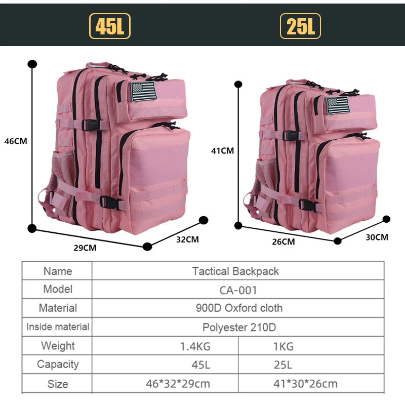 Mochila táctica 25L/45L 3P par - Rucksack Military Style reseña y precio