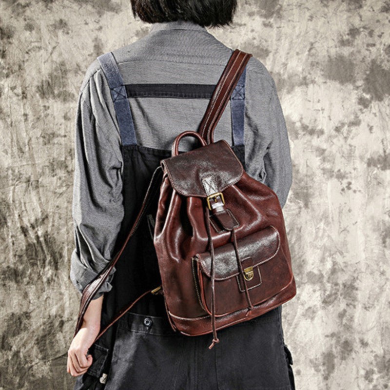 Johnature-Bolso de viaje de cu - Leather Backpack Vintage reseña y precio