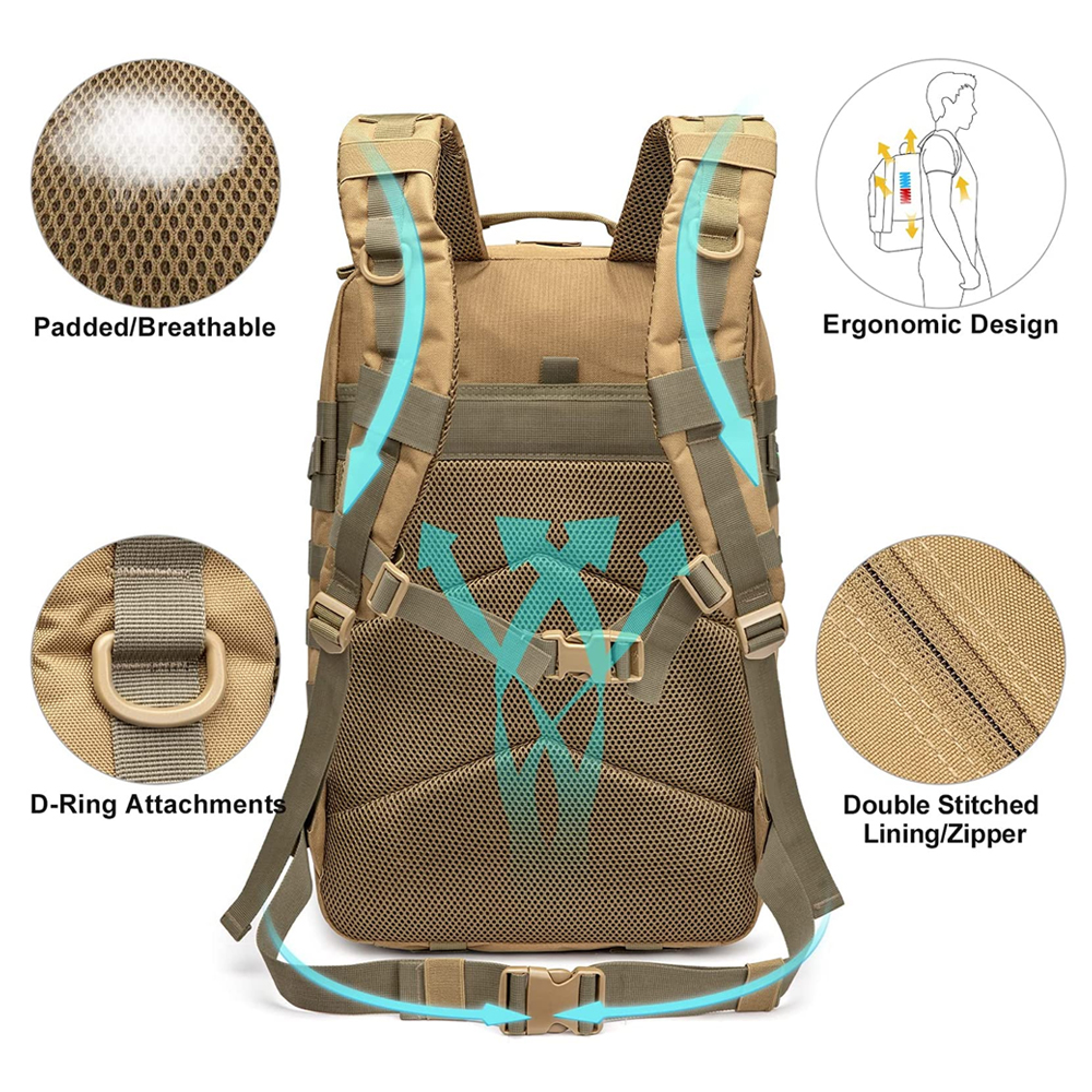 Mochila táctica de 45L para ho - Rucksack Military Style reseña y precio