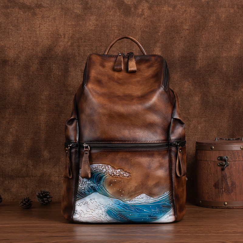 Mochila De piel auténtica para - Leather Backpack Vintage reseña y precio