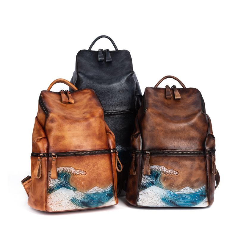Mochila De piel auténtica para - Leather Backpack Vintage reseña y precio